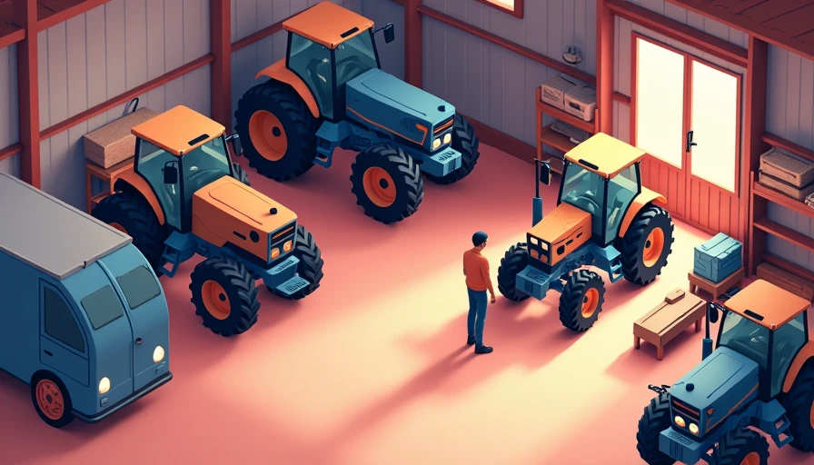 Illustration for farm equipment storage off-season